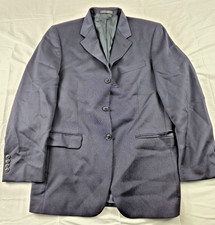 Jones New York Men 42 Long Wool Blazer Dark Navy Blue Classic Tailored Coat Good