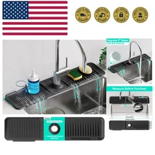 24 Inch Longer Faucet Mat for Kitchen Sink, 5° Slope Fast Self-draining, Kitc...