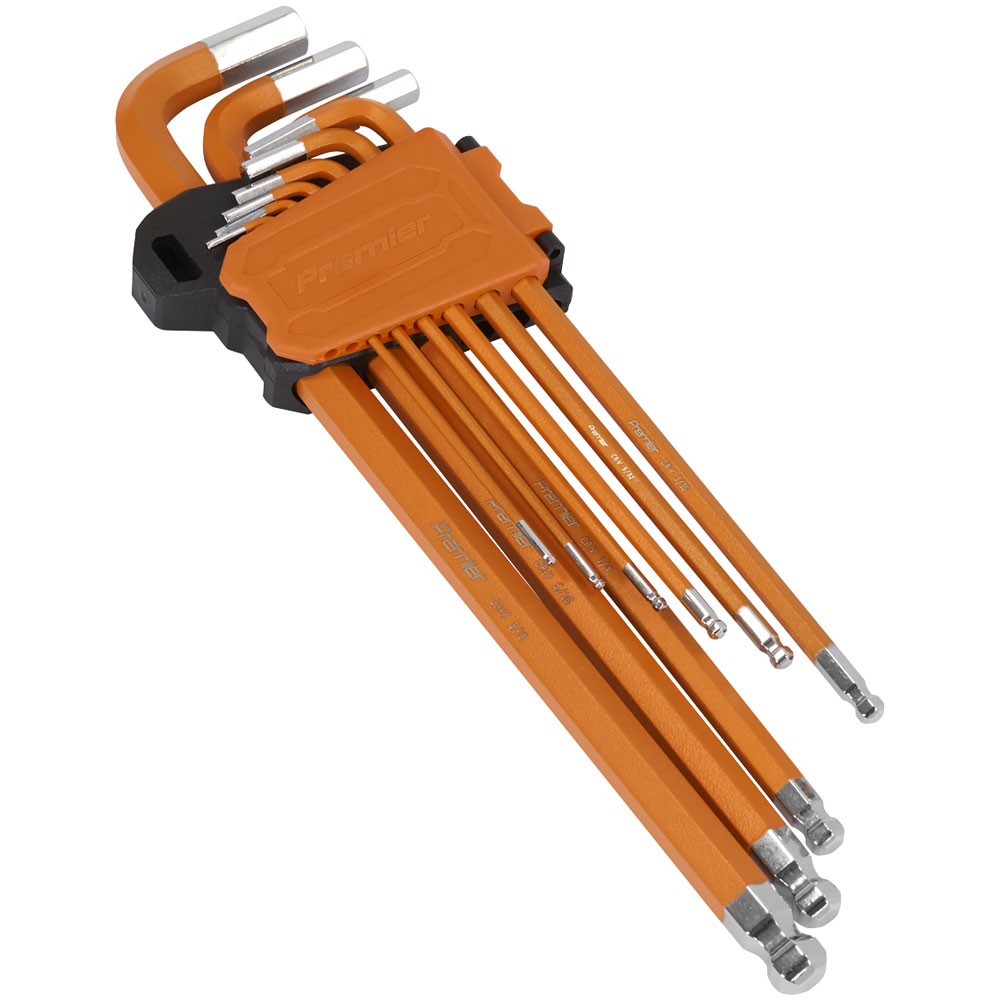 Sealey Premier Imperial Extra-Long Ball-End Hex Key Set 9pc