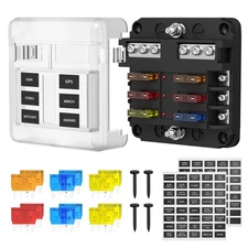 12V Fuse Block 6 Way ATO/ATC Marine Fuse Panel with LED Indicator