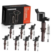 Set of 8 Ignition Coil Pack and Iridium Spark Plugs  Compatible with Black