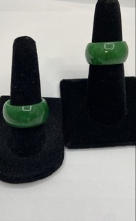 Green Jade Band Ring Jewelry Bundle 2pcs. 13.0g