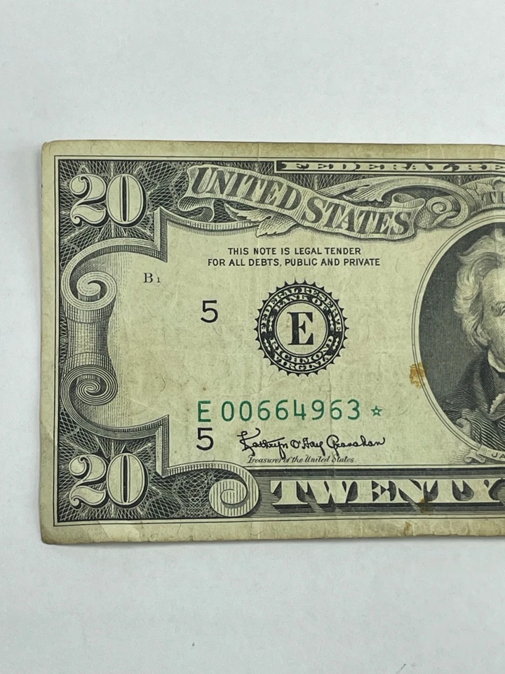 1963 年 A 版 20 美元星票据 沃萨州里士满 — 第 2/4 张图片