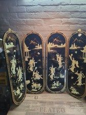 Vintage Oriental Mother Of Pearl Wall Panels X4 MCM Style Interior Decor @paf#AD