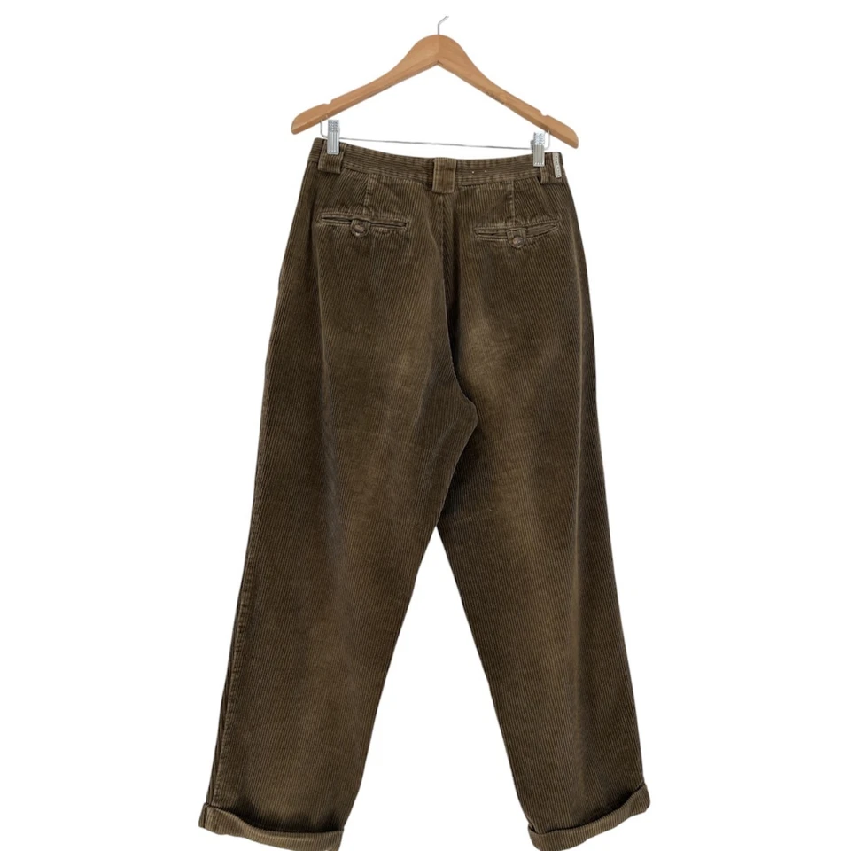 Pantalones plisados de pana de ballena anchos deportivos FILA vintage años 90 verde oliva para hombre 33x30 Foto 2 de 4