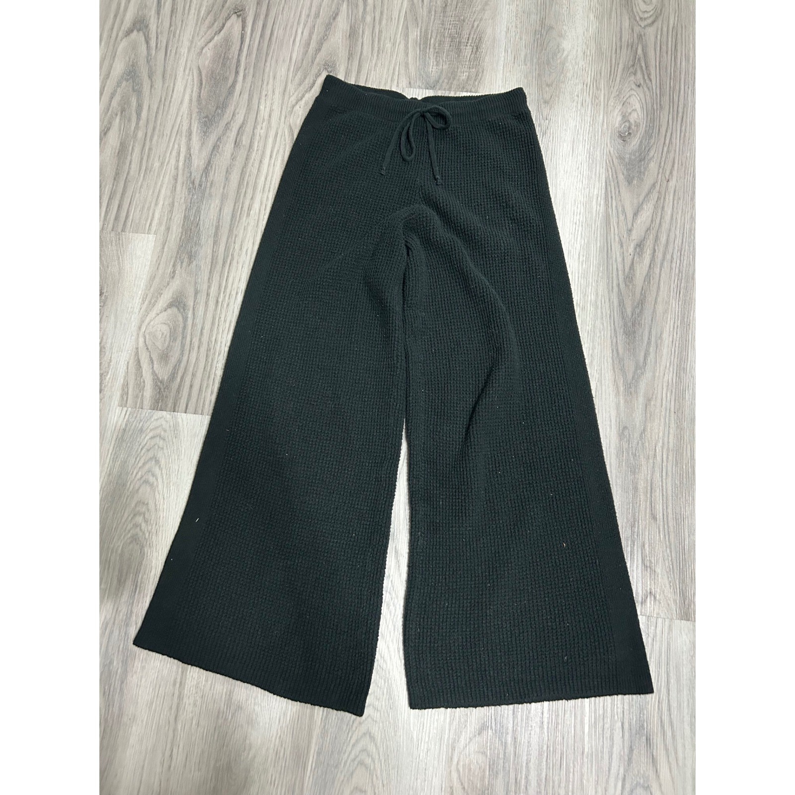 Aerie Black Wide Leg Knit Lounge Pants Drawstring Size S