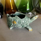 McCoy Pottery USA Green Turtle Water Lilies Planter Vintage 1950s MCM