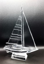 J G DURAND Lead Crystal Sailboat French Art Glass Nautical 8.5 inches tall
