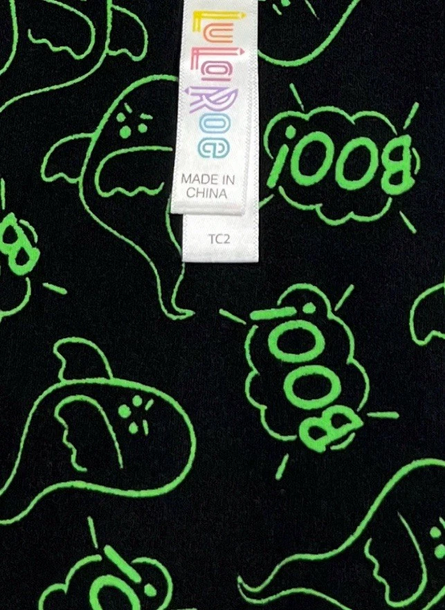 Leggings LuLaRoe TC2 Alto Curvilíneo 2 VERDES Halloween GHOST BOO Espeluznante Embrujado SUAVES Foto 4 de 4