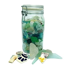 5 LB Ocean Tumbled Sea Glass Lot Pottery Marbles Shells Craft Mosaic Bulk