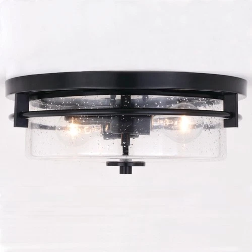 Vaxcel Lighting C0169 Addison 2 Light 15"W Flush Mount Drum - Nickel - Picture 4 of 12