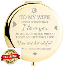 Yountown I Love You Wife Gold Compact Mirror - Anniversary, Birthday Gift