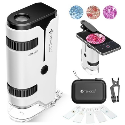 100x-250x Pocket Microscope for Kids Adults, Protable Handheld Miniscope, Mini M