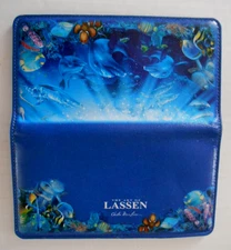 Christian Riese Lassen Underwater Scene of Dolphin Ocean Leather Checkbook