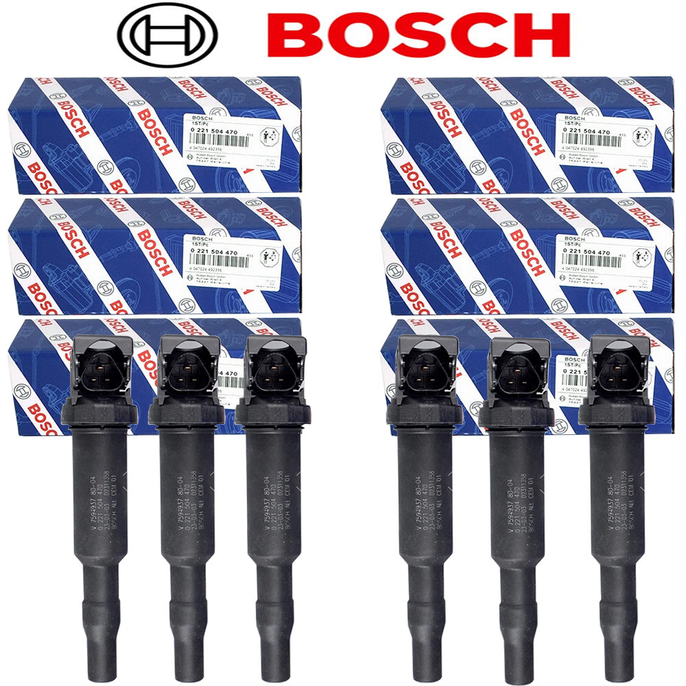 6x OEM BOSCH Ignition Coil Set W/ Connector Boot For BMW 5 6 7 x5