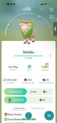 Pokemon Go Shiny Skiddo (XXL)