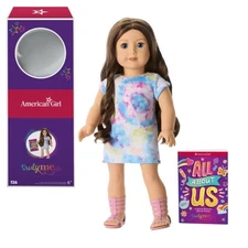 American Girl DOLL Brown Hair Tie Dye Artsy Side Dress Panties Panties Shoes Box