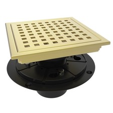 Shower Floor Drain with Flange Quadrato Pattern Removable Grate Food-Grade Gold