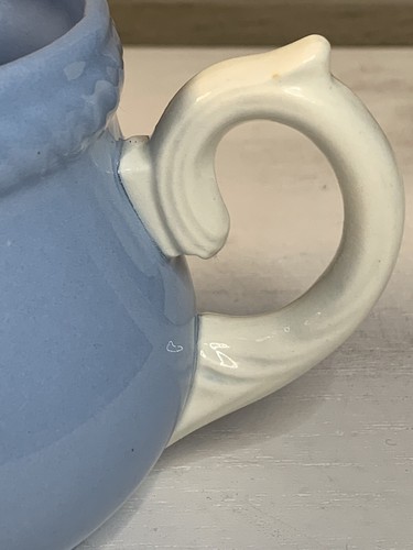 Homer Laughlin Kraft Blue Creamer 12 oz Vintage Farmhouse MCM c.1930s - Picture 6 of 7