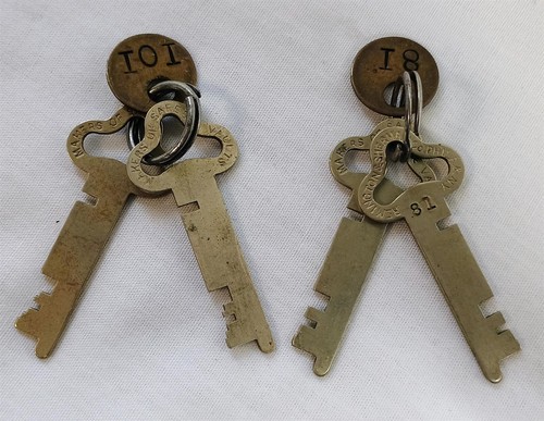 Vintage Remington & Sherman Co Flat Key Lot Safe Deposit Box Number Tags - Picture 2 of 5