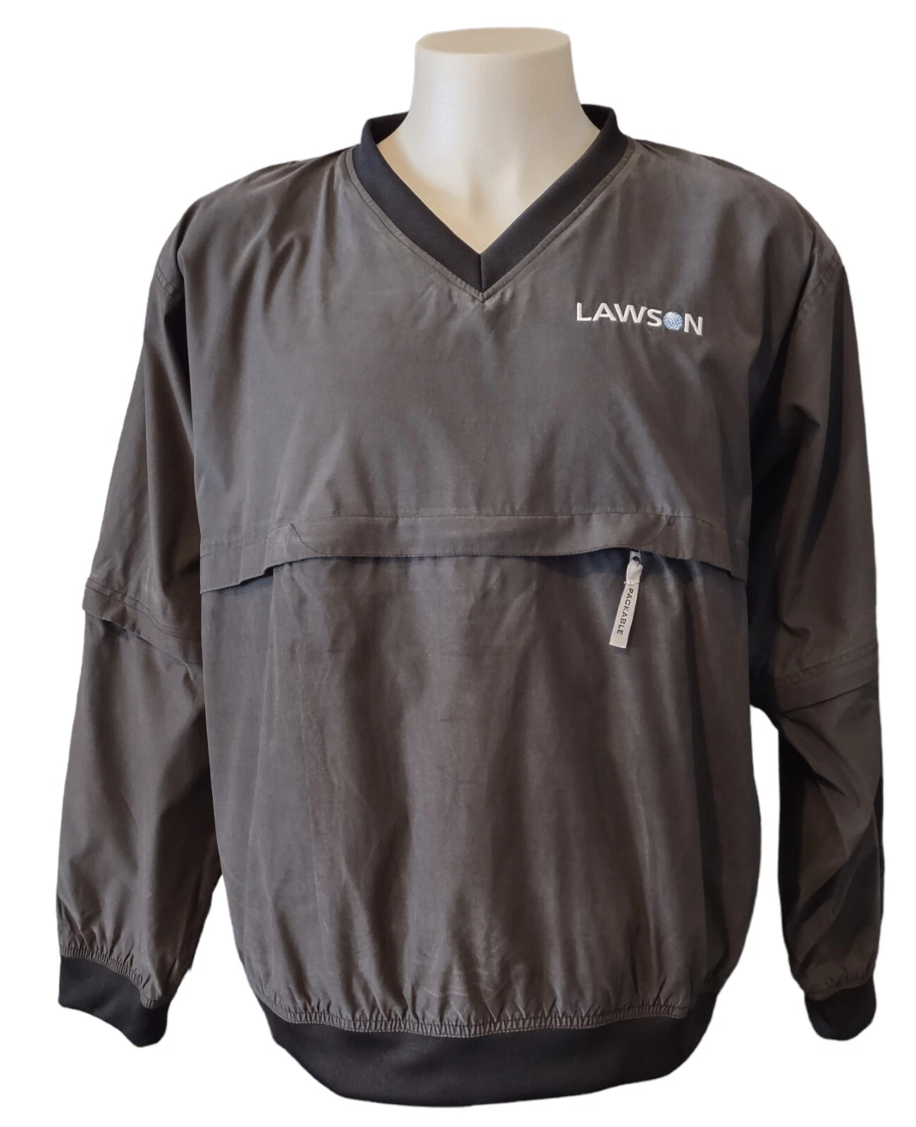 Weatherproof Golf Jacket Large Packable Pullover Removable Sleeve's Gray Men's