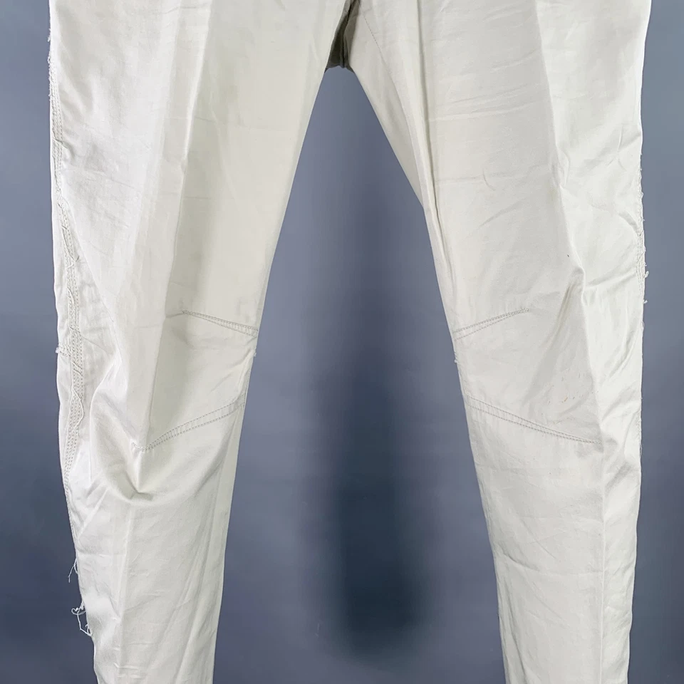 LANVIN Size 32 Ivory Cotton Ankle Zip Flat Front Dress Pants - Image 2 of 4