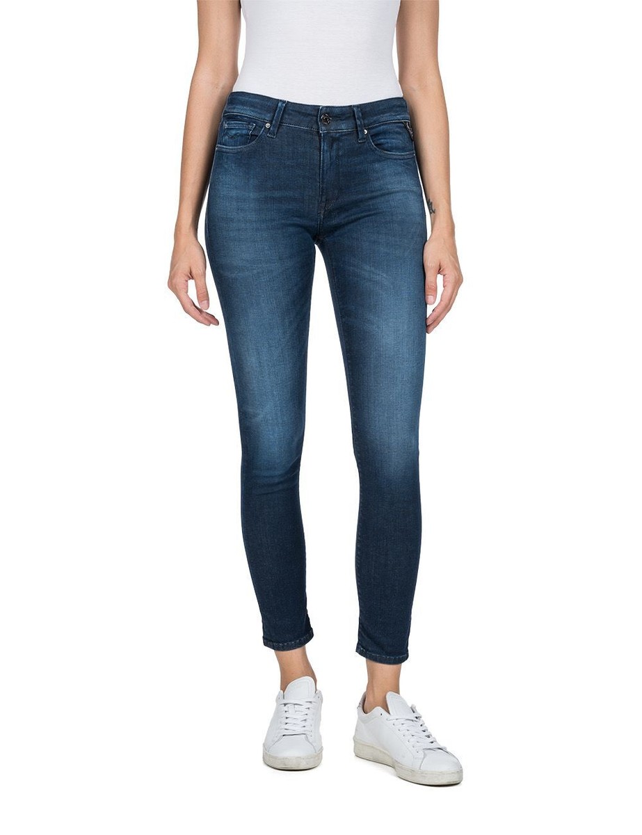 Replay Damen Jeans Luzien Skinny Fit Hyperflex Blau Dark Blue  W25-W33