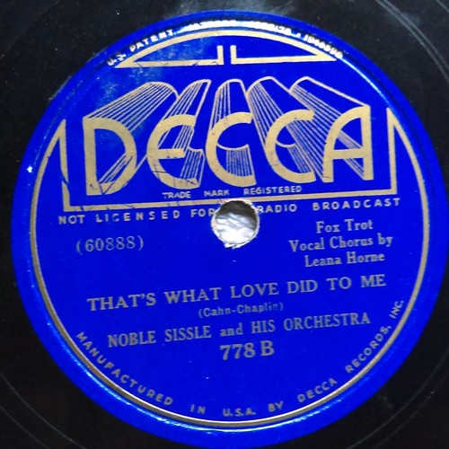 78 rpm Decca 778, Noble Sissle, Billy Banks, Lena Horne, Harlem, Love, jazz V+ - Picture 3 of 3