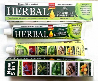 HERBAL Toothpaste 5 in 1 by Essential Palace 100% Fluoride Free & Vegetable Base