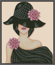 Art Deco Lady in Black Dress Counted Cross Stitch Chart No.24-165