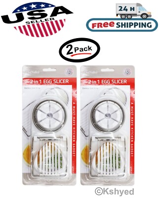 2-in-1 Stainless Steel Egg Slicer & Mushroom Tomato Chopper Kitchen Cutter Tools