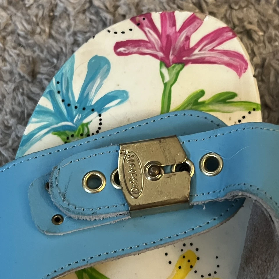 Vintage Rare Dr Scholls Art To Wear hand painted Sandals Floral Bee Themed SZ 9 - Изображение 2 из 4