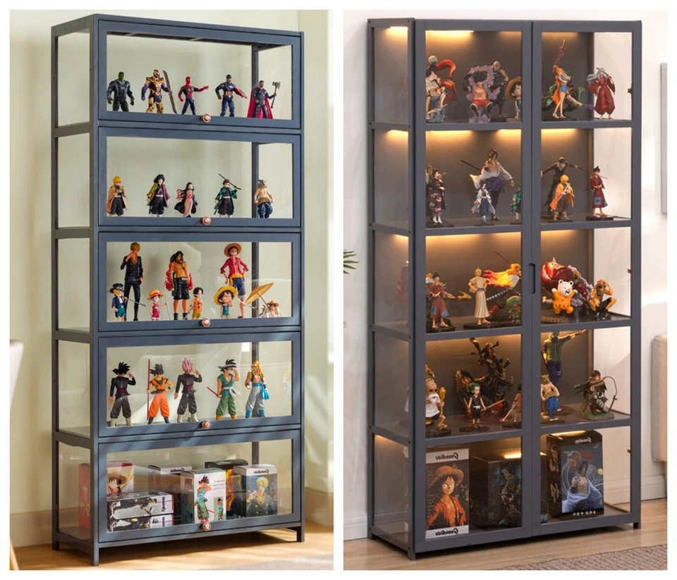 4,5 Livelli Vetrina librerie In Acrilico Trasparente con Porta per Collezionist - Immagine 2 di 4