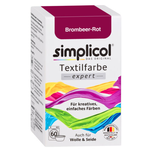 SIMPLICOL Textilfarbe EXPERT BROMBEER ROT 150g Farbe auch für Wolle & Seide - Bild 1 von 1