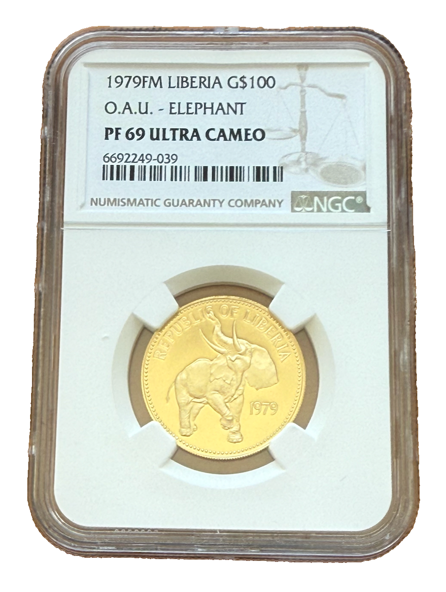 フランクリンミント　リベリアゴールデンエレファント100ドルコイン Liberia 1979 FM Gold $100 NGC PF69UC Elephant | eBay