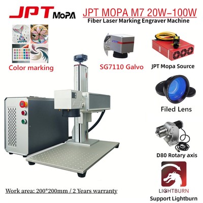 JPT M7 MOPA 20W-100W Fiber Laser Marking Machine Engraving Metal w/ SG7110 Galvo