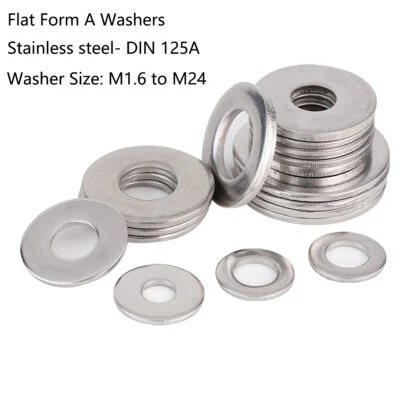 M1.6 M2 M2.5 M3 M4 M5 M6 to M24 A2 Stainless Steel Flat Form A Washers DIN 125 - image 1 of 4