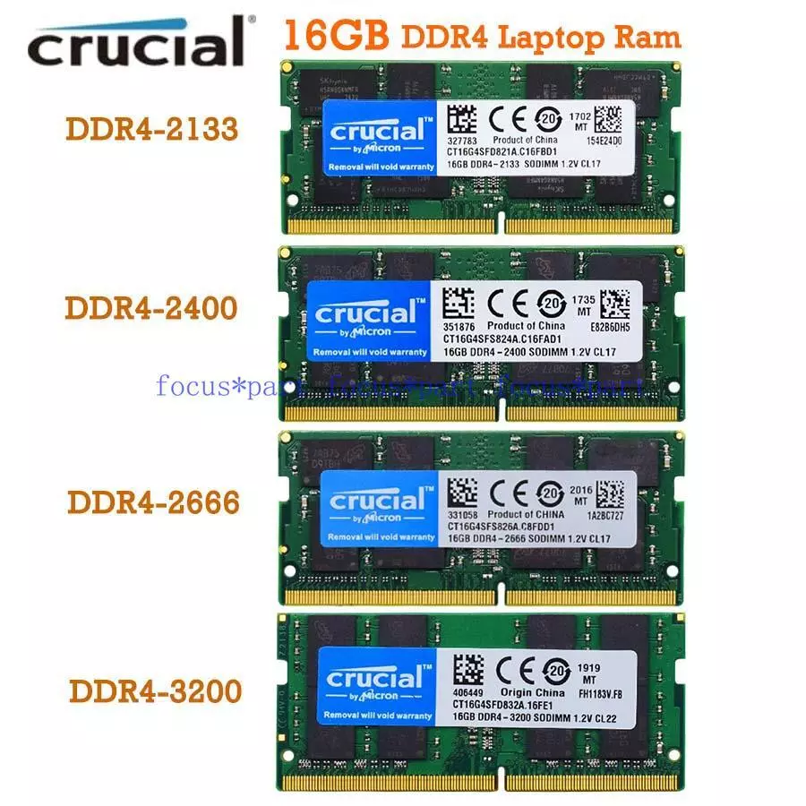 Crucial 16GB DDR4 3200 MHz PC4-25600 SODIMM 260-Pin Laptop Memory  CT16G4SFD832A