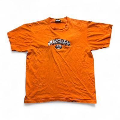 (M) Quicksilver Skate Surf Vintage T-Shirt 90s-2000s Orange mit Print Sommer