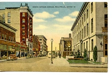 North Arthur Avenue Street Scene-Stores-Pocatello-Idaho-Vintage Linen Postcard
