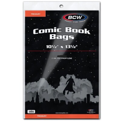 New (25 ct) BCW Treasury Comic Book Bags- 10.5'' x 13 ½''  Acid Free