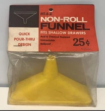 Vintage Fit-E-Z Non-Roll Funnel All Purpose Unbreakable & Boil Proof Yellow NOS