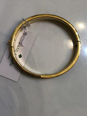 Kate Spade Hole Punch Spade Gold Tone & Black Enamel Bangle