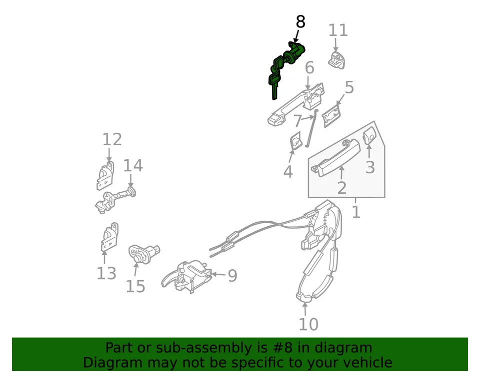 Cilindro de bloqueo de puerta delantera izquierda genuino Nissan con llaves - NUEVO OEM Foto 4 de 4