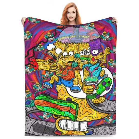 Simpsons Bed Blanket The Simpsons Cartoon Fleece Blanket