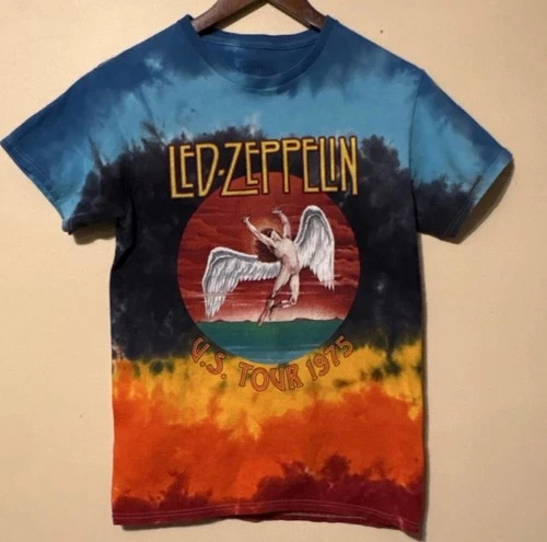 Led Zeppelin U.S. Tour 1975 Vintage Style Tie Dye T Shirt Si 1970s vintage concert t-shirt, vintage, size S, single stitch, B+ condition