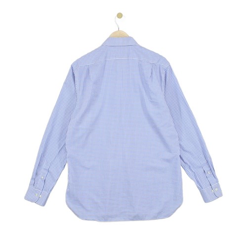 Camicia Ralph Lauren uomo taglia 43 blu slim fit check manica lunga facile cura - Foto 2 di 11