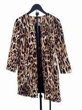 Chico's Leopard Print Cotton Blend Open Front Longline Jacket Blazer Size 00 2