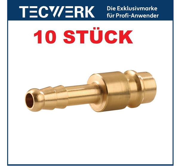 10 StüCk Tecwerk Druckluft EinstecktüLle / Stecker Nippel Messing Dn 7,2 Lw 6 Mm-image
