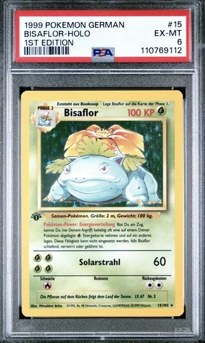 1999 Pokemon GERMAN 1st Edition Base Set Bisaflor-Venusaur Holo 15/102 PSA 6